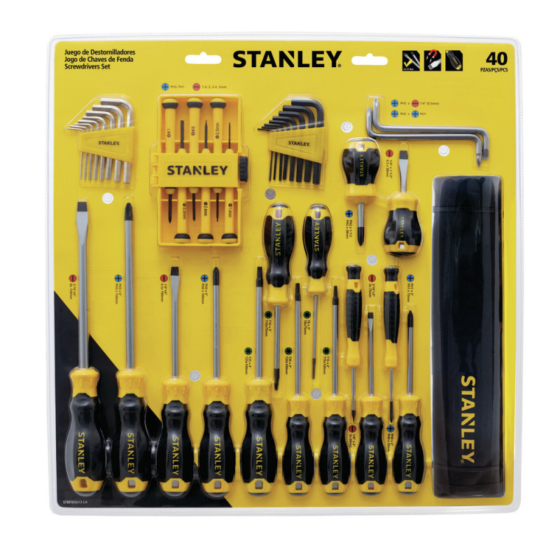 Desarmadores KIT STANLEY de 40 PZAS / PHILIPS CASTIGADERA / STANLEY / DEWALT-