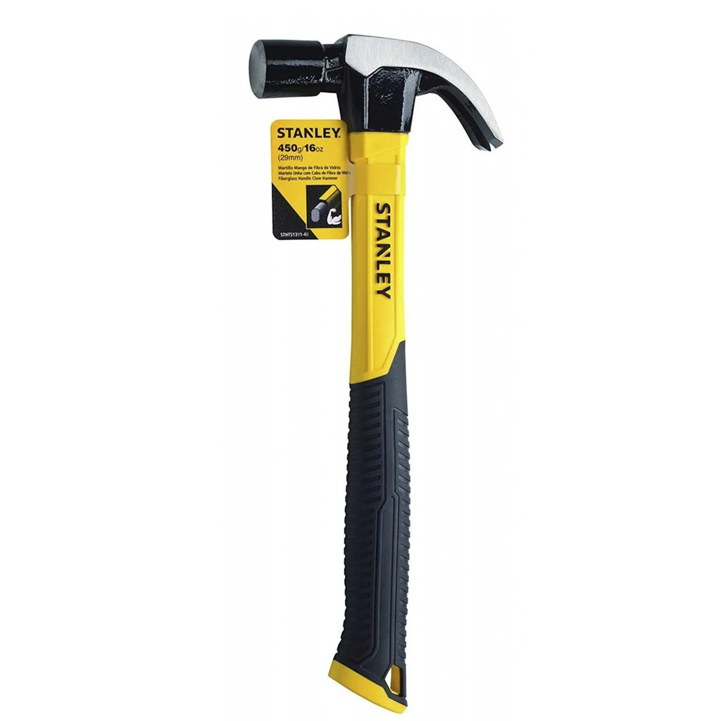 Martillo de Uña Curva 16 OZ ( 1 lb ) / FIBRA DE VIDRIO /  Stanley / DEWALT- PASILLO 2 FONDO