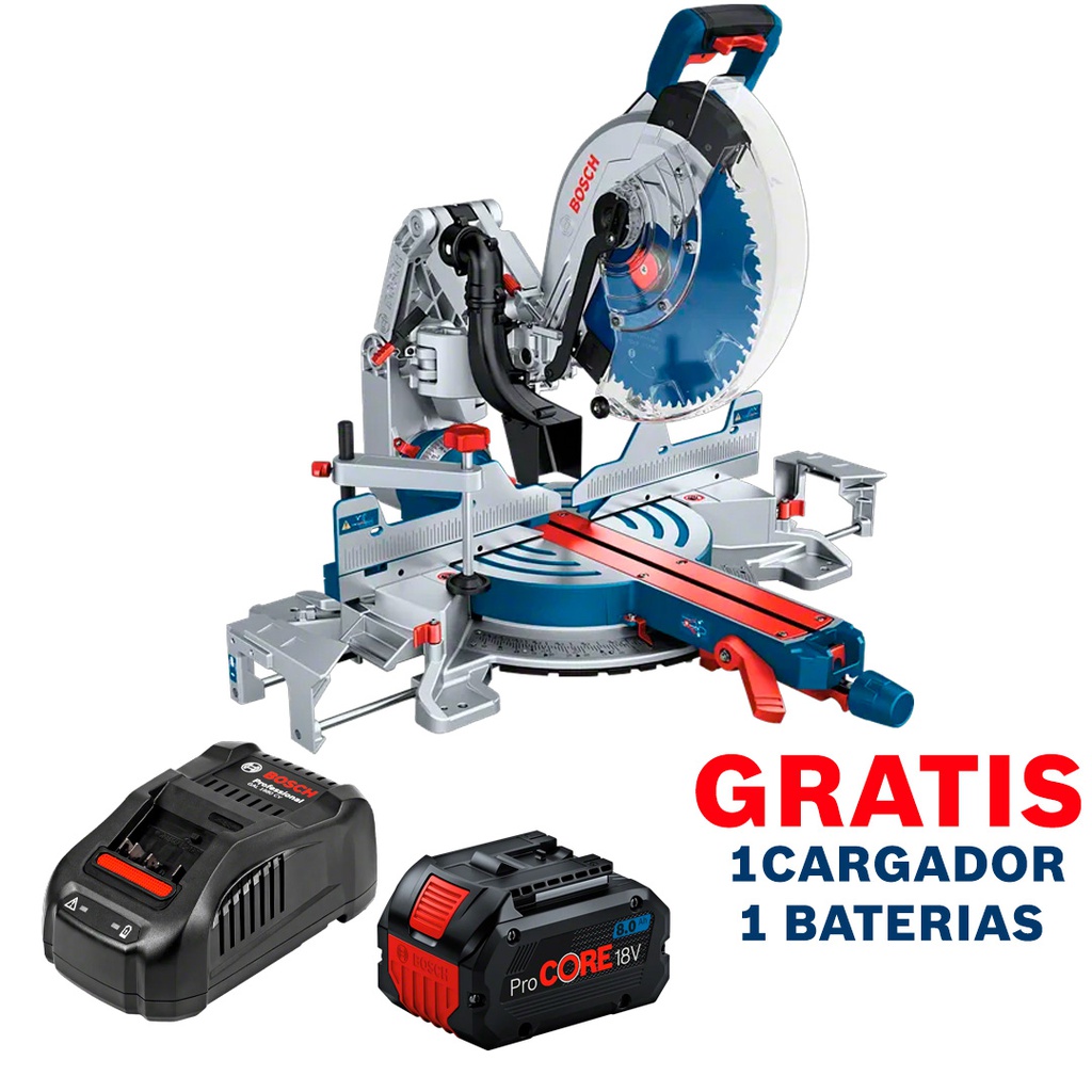 Sierra ingletadora BOSCH 12&quot; ( Brazo Robotico ) GCM 18V-305 GDC / BITURBO / BARETOOL / GRATIS 1-BATERIA + 1-CARGADOR / BOSCH-