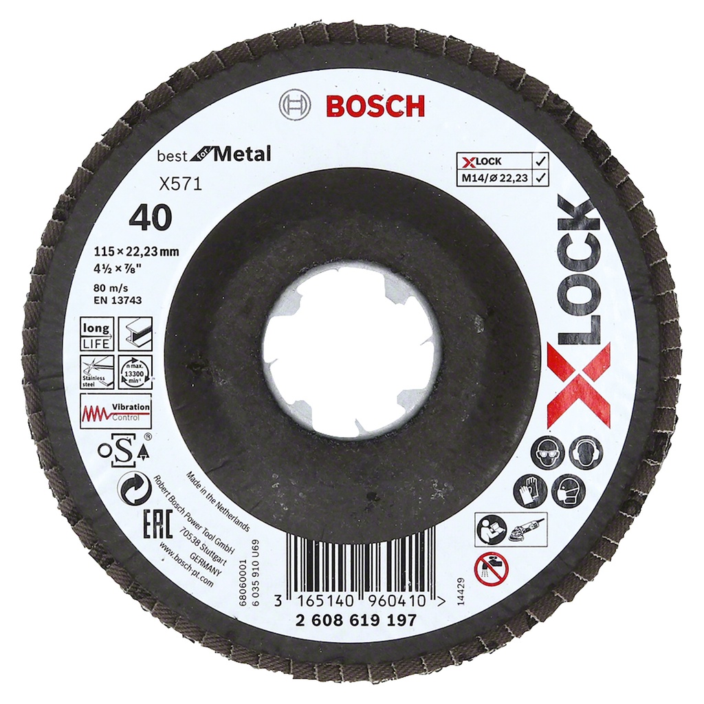 Disco Laminado 4/12" G.40 / BEST-FB / INOX-METAL / XLOCK / BOSCH-7-D-3