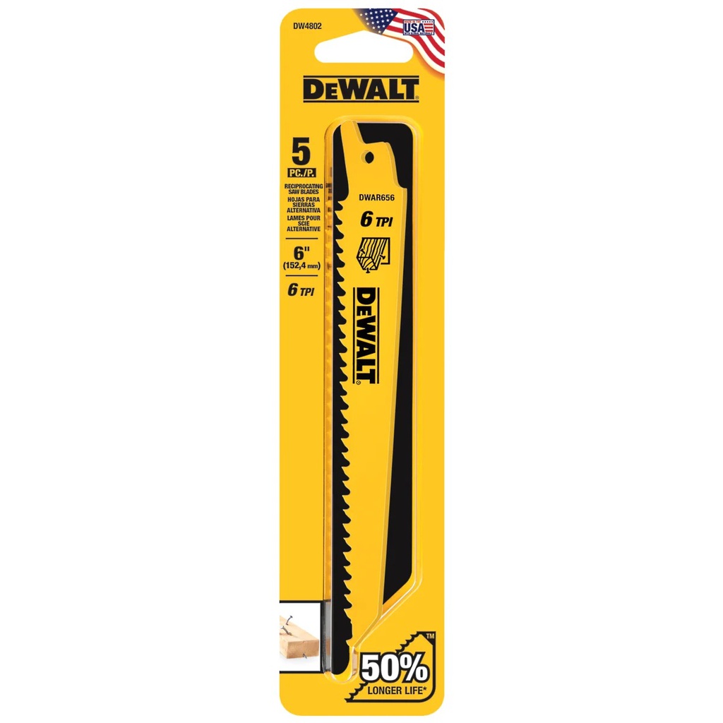 Sierra / 'Cuchilla Sable 6&quot; DW4808-2 / Metal 6&quot; Largo / 14 Dientes / DEWALT-Tabla-4