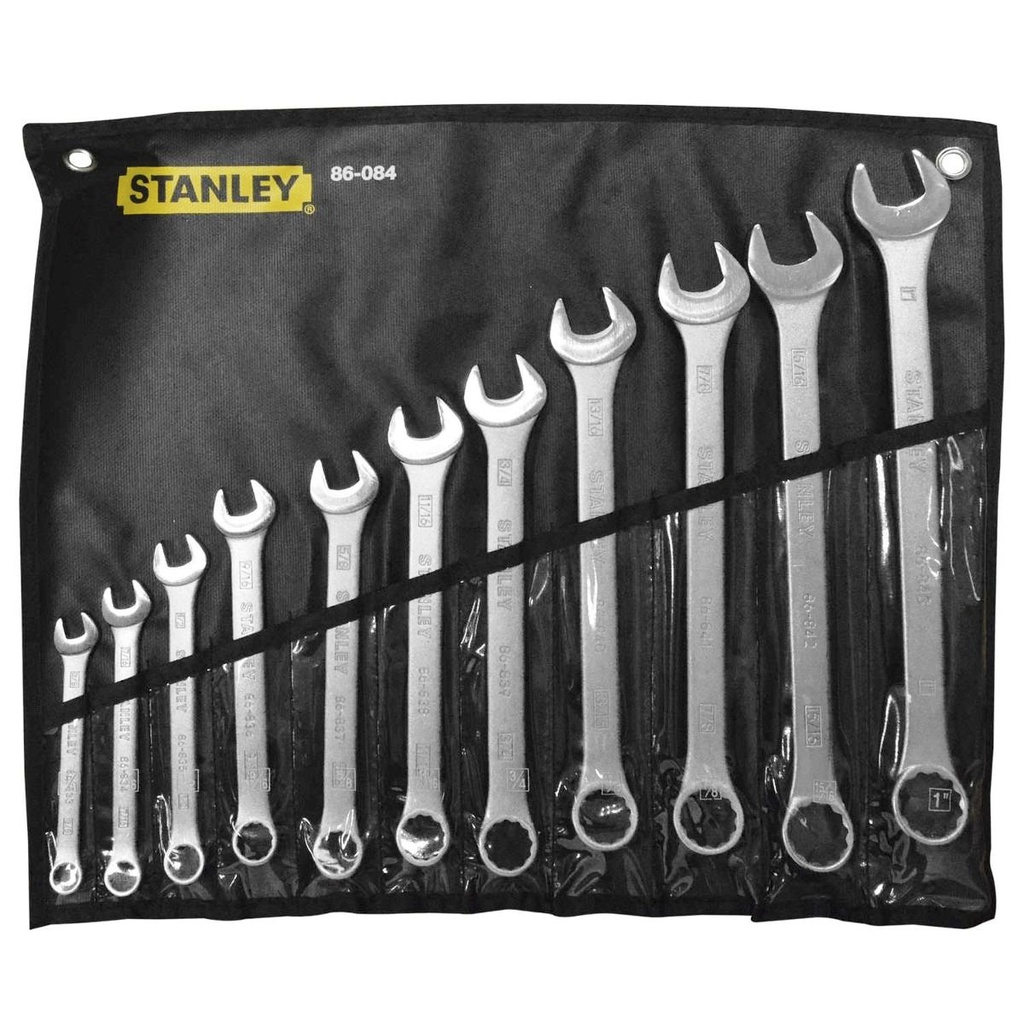 Llaves Combinadas PULGADAS 11 Piezas / 3/8&quot;, 7/16&quot;, 1/2&quot;, 9/16&quot;, 5/8&quot;, 11/16&quot;, 3/4&quot;, 13/16&quot;, 7/8&quot;, 15/16&quot;, 1&quot; STANLEY / DEWALT-6-A-3-A-B