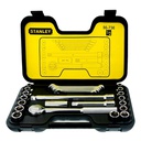 Juego / Dados / Corto 1/2" / 25 Piezas 6 puntos/ MM y SAE / STANLEY / DEWALT-6-A-3-C