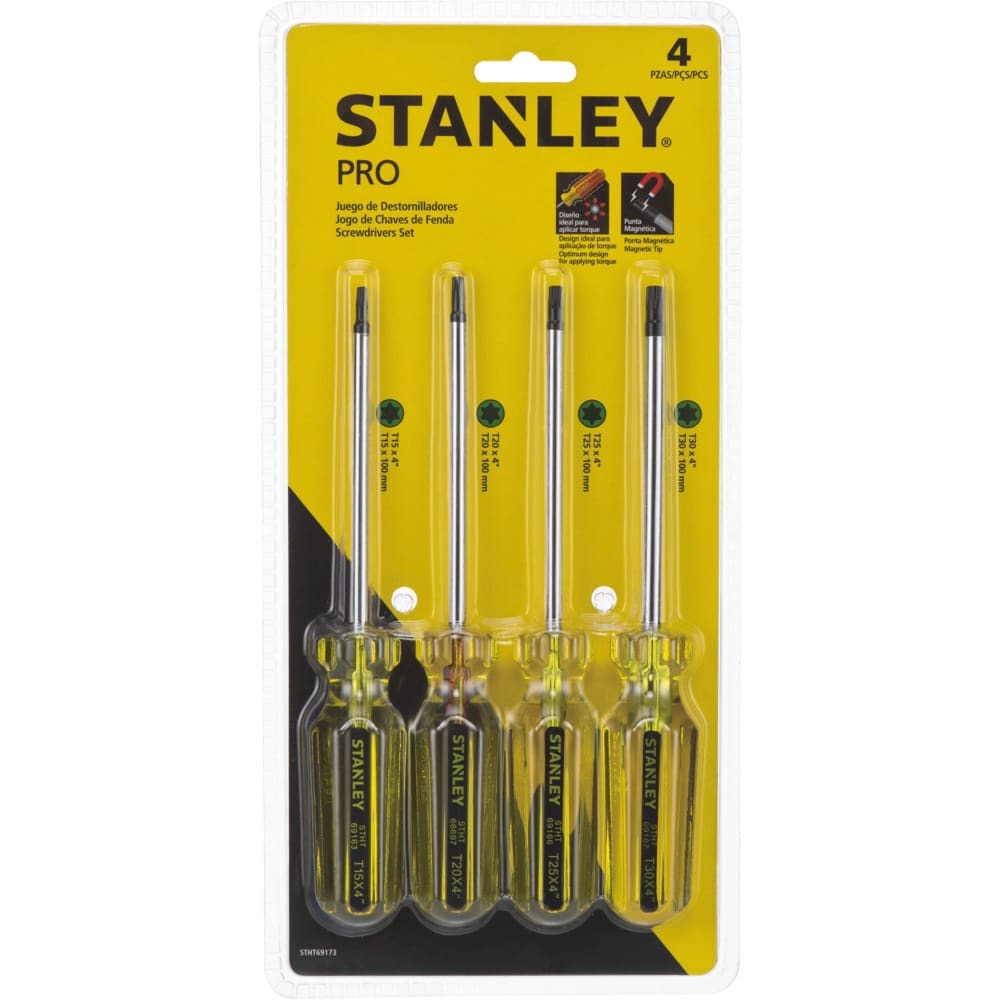 Desarmadores KIT STANLEY de 4 PZAS / TORX 15-20-25-30 / DEWALT-