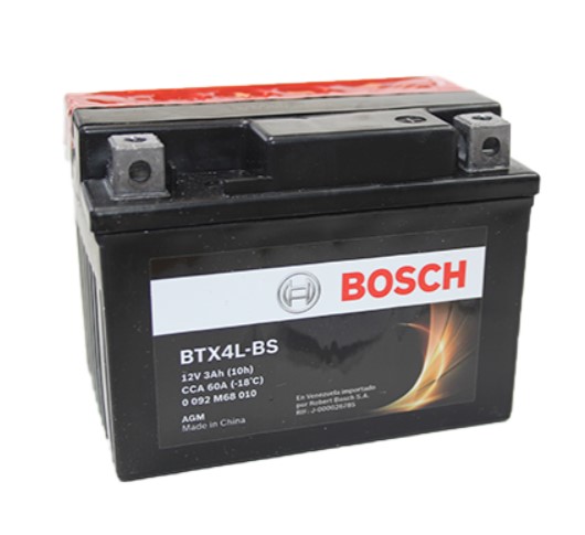 Bateria Moto BTX4L-BS / YTX4L-BS / BOSCH / 3 Ah / HONDA NAVI 110 / BROSS 125/ MOTOLANSA ATV100/ BOSCH-