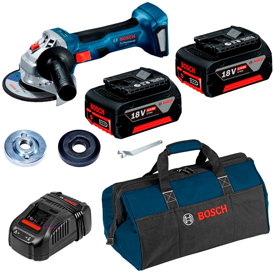 Amoladora 4 1/2" GWS 180-LI / 2- Baterias 4 Amp / 1- Cargador / 1- Maleta Lona / BOSCH