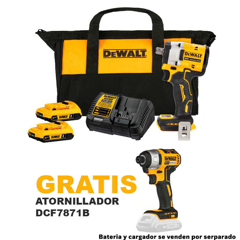 Pistola de Impacto 1/2&quot; DCF922D2-B3 2 Ah / 2- BATERIA / GRATIS DCF7871B / DEWALT-1-C-2-B