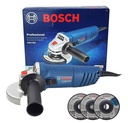 Amoladora 4 1/2" BOSCH GWS 850 850W / Eje 5/8" / CAJA CARTON + 3 Discos / BOSCH-13-C-3