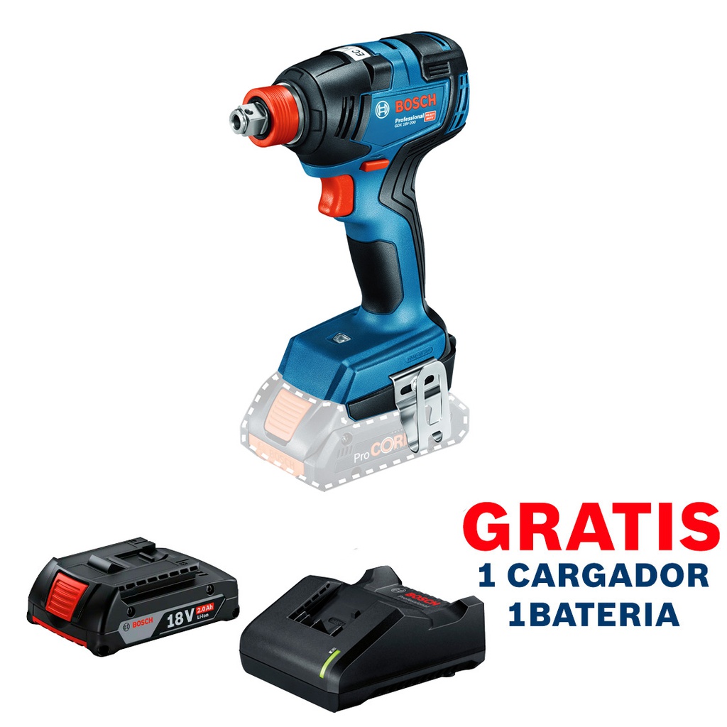 Llave de Impacto 18V BOSCH GDX 18V-200 / BARETOOL / GRATIS 1-BATERIA + 1-CARGADOR / BOSCH-7-E-4-B