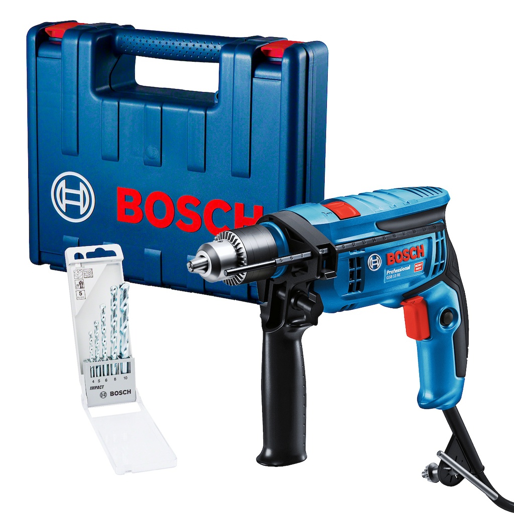 Taladro 1/2" BOSCH GSB 13 RE 750 Watts CAJA PLASTICA + 5 BROCAS / BOSCH-12-A-3