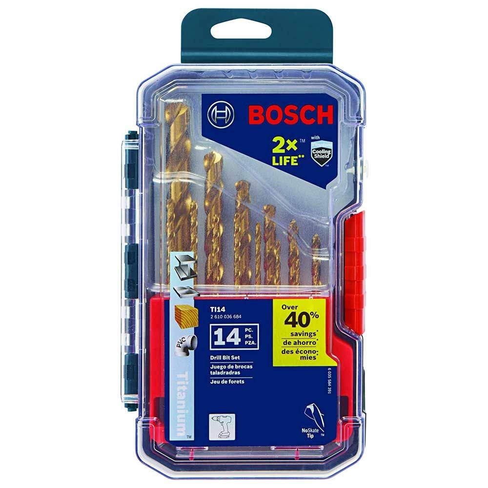 Juego de 14 Brocas 1/16&quot; a 1/2&quot; / TITANIO / TI14 / BOSCH-