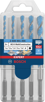 Broca MultiConstruccion HEX  5/32&quot; / 3/16&quot;/ 1/4&quot; / 5/16&quot; / 3/8&quot; EXPERT / BOSCH-TABLA-5