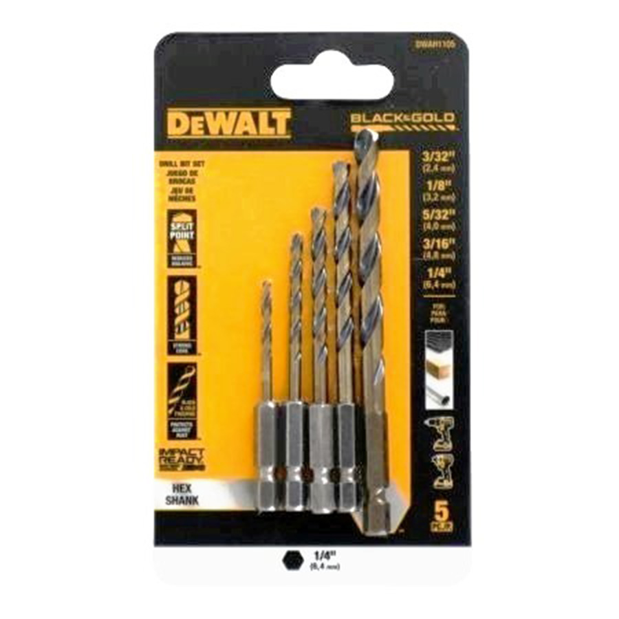 Kit de Brocas 05 Piezas / HSS 3/32 a 1/4 / HEXAGONAL / DEWALT-Tabla-3