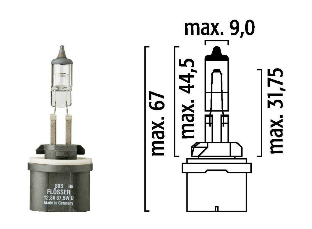 Bombilla FLOSSER H27W/1 / PG13 / 12V / 37.5 W / BOSCH-PISO-1