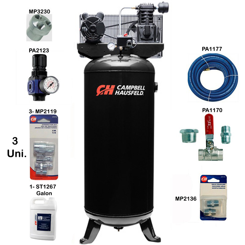 Compresor 3.7 HP 60 Gal CAMPBELL HAUSFELD / NEGRO / COMBO