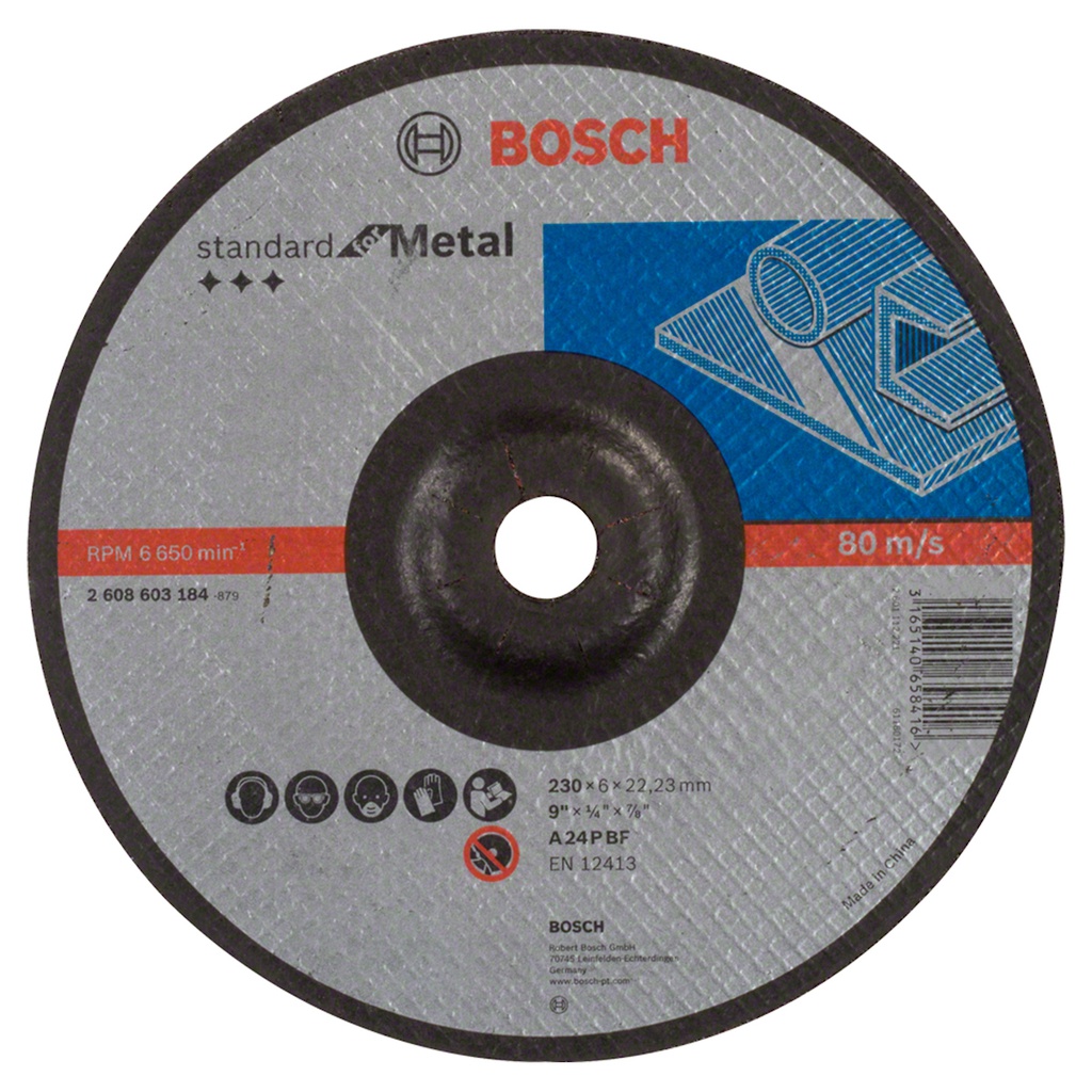 Disco abrasivo 9&quot; Pulido metal Concavo / STANDARD / 9&quot; X 1/4&quot; X 7/8&quot; (230 X 6 X 22.23MM) / BOSCH-