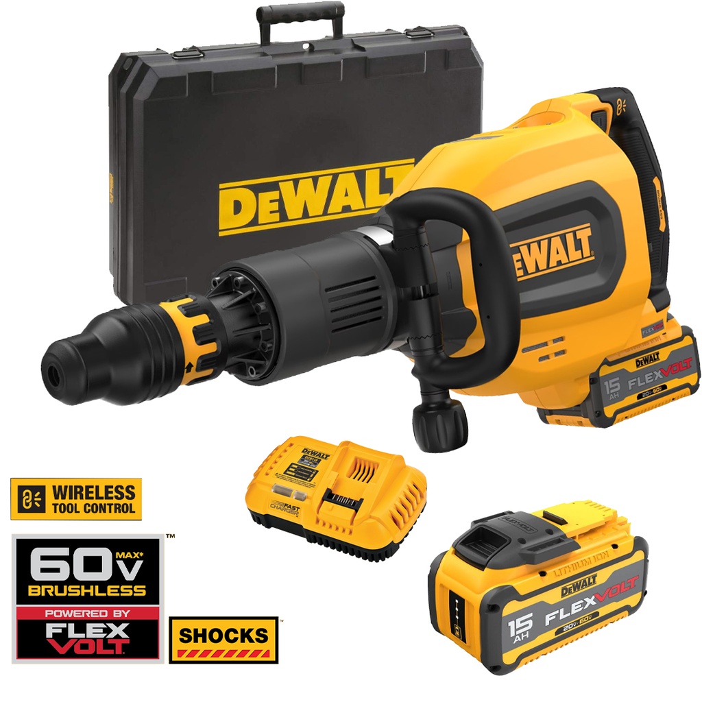 Martillo Demoledor 12 KG DEWALT SDS MAX / 60 V FLEXVOLT / MOTOR BRUSLESS / 27 Joules  / DEWALT-