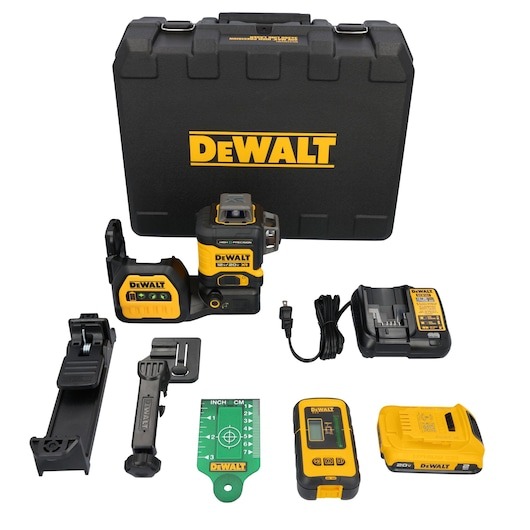 Nivel Laser Autonivelante 3 Lineas 360° Vertical horizontal / 12V-20V / LINEA VERDE / High Precision / + Receptor / DEWALT-6-A-3-A-1/16-B-1-H