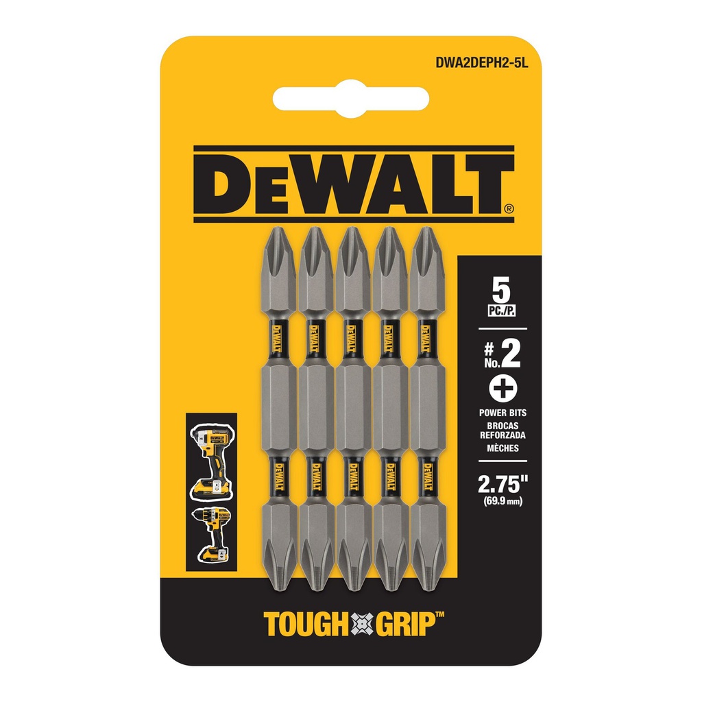 Punta No 2 Philips de 2" DeWalt / TOUGH GRIP / DEWALT-5-B-2-C-3