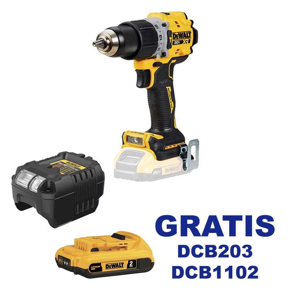 Taladro inalambrico 20 V DEWALT / BARETOOL / GRATIS DCB203 + DCB1102 / DEWALT-(2)