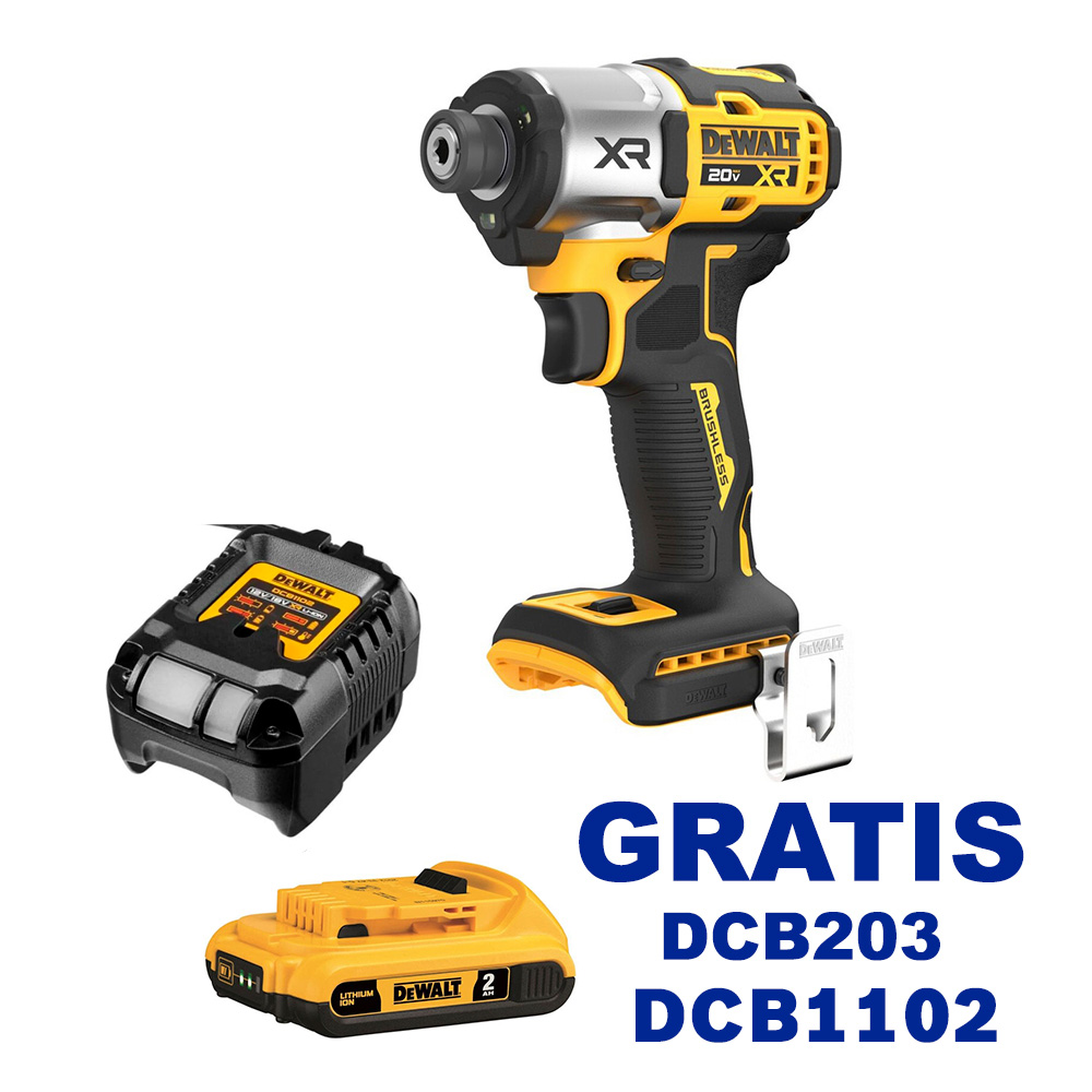 Llave de Impacto 20 V DEWALT Lithium / Impacto / BARETOOL / GRATIS DCB203 + DCB1102 / DEWALT-(2)-
