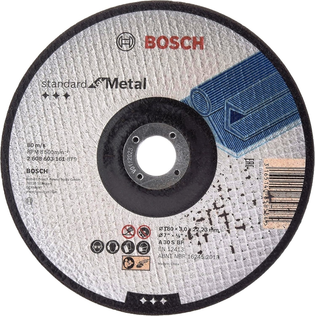 Disco abrasivo 7&quot; Corte metal / Concavo / STANDAR / 7&quot; X 1/8&quot; X 7/8&quot; ( 180 X 3.0 X 22.23MM ) / BOSCH-7-C-4