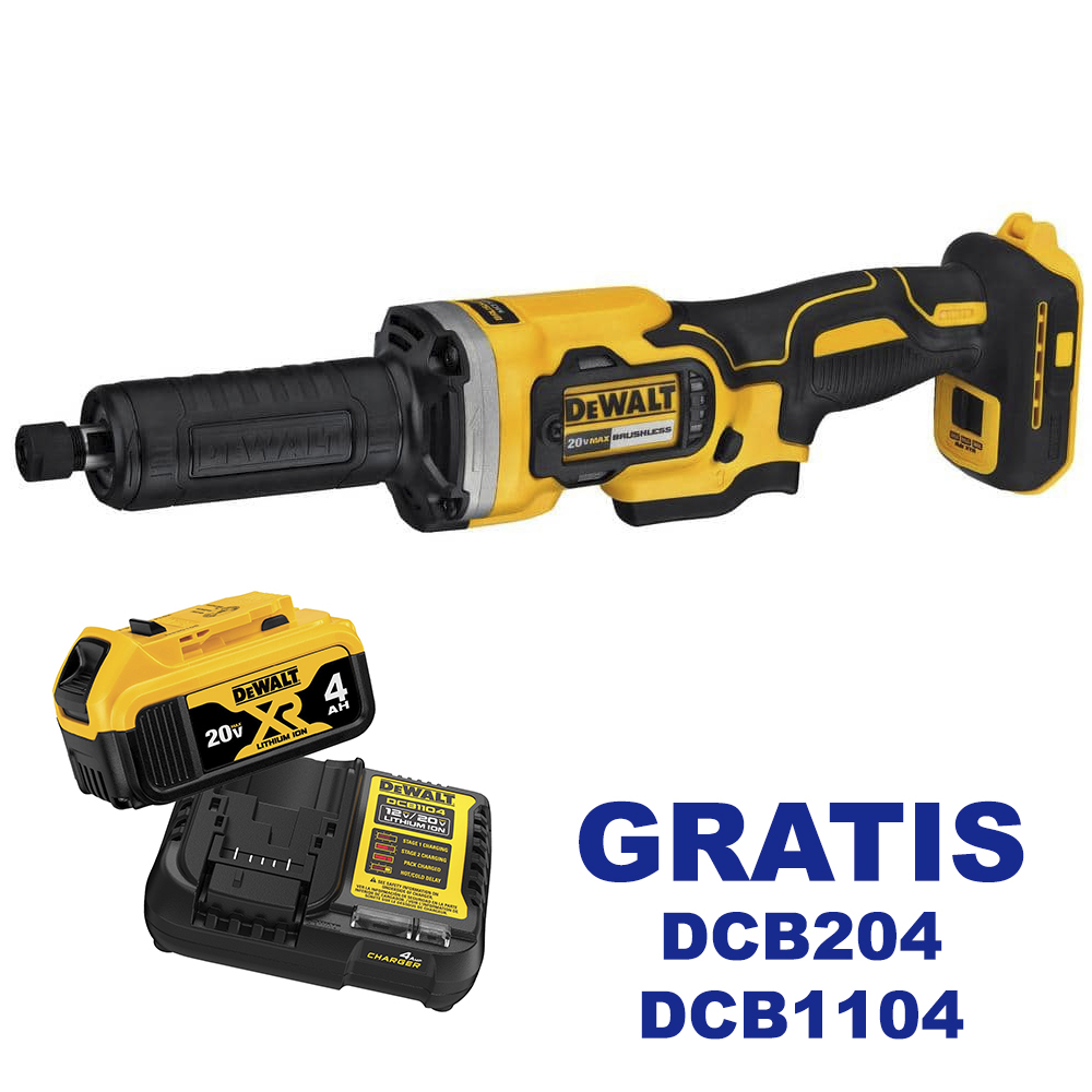 Amoladora Recta DCG426B / 20V / 1/4&quot; Collet / BARETOOL / GRATIS DCB204 + DCB1104 / DEWALT-(2)