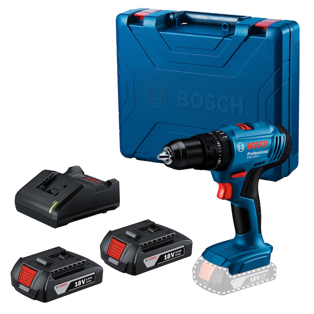 Taladro inalambrico 18V BOSCH GSB 183-LI / 2- Bateria 1- Cargador / BOSCH-12-D-2