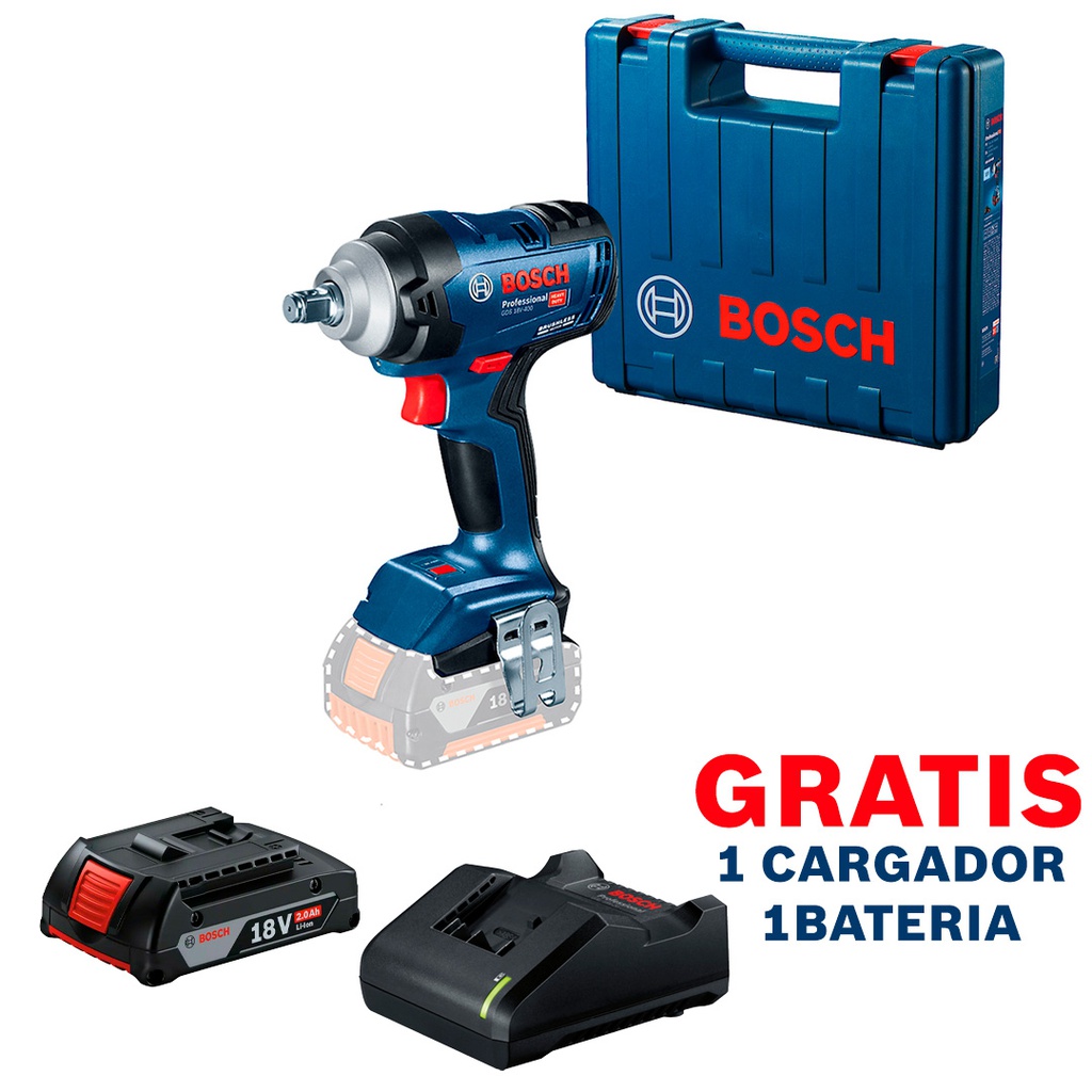 Pistola de Impacto 1/2" GDS 18V-400 / 400 NM  / BARETOOL / GRATIS 1-BATERIA + 1-CARGADOR / BOSCH-12-D-1-A