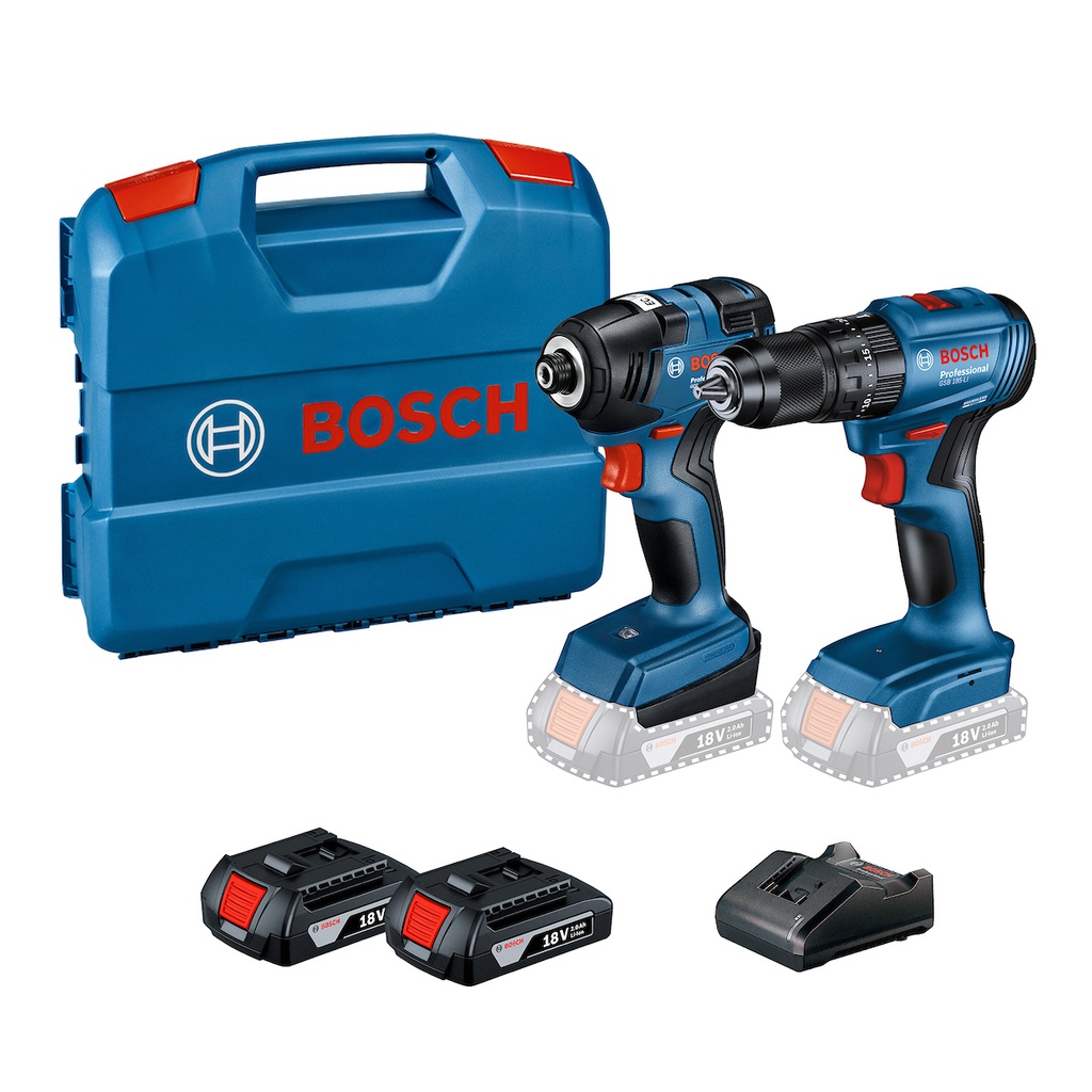 Combo Taladro GSB 185-LI + GDR 18V-200  / 2 Bateria 1 Cargador / 18 Volt / BOSCH-14-E-3-A