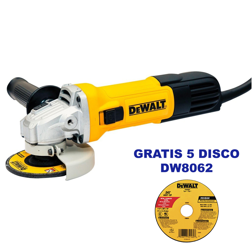 Amoladora 4 1/2" DEWALT DWE750-B3 750 Watt / GRATIS 5 DISCOS DW8062 / DEWALT-6-B-2-B/16 Fondo