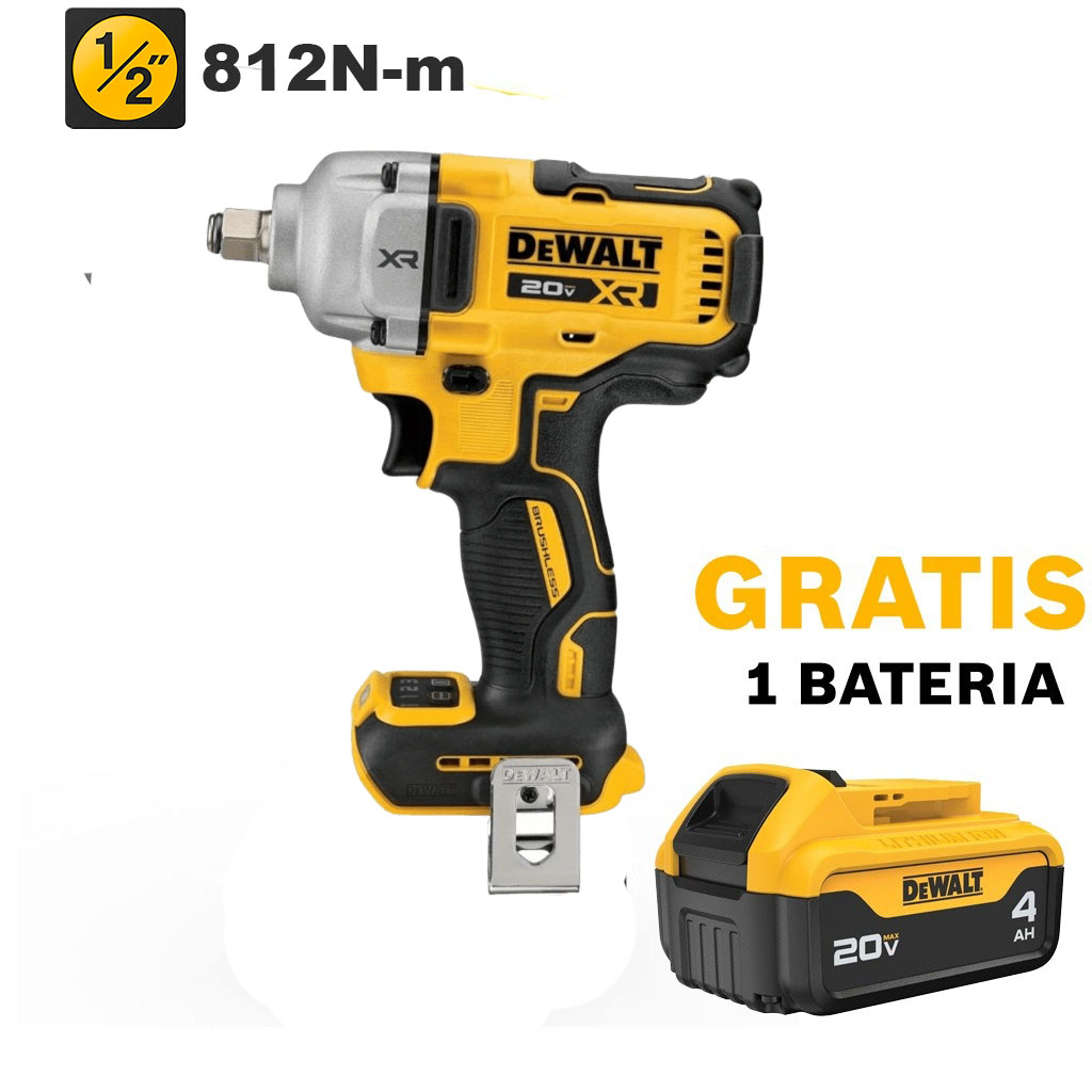 Pistola de Impacto 1/2" DCF891B / 812 Nm / BARETOOL / GRATIS DCB204 / DEWALT-(B2)-PISO-2/1-C-3-C