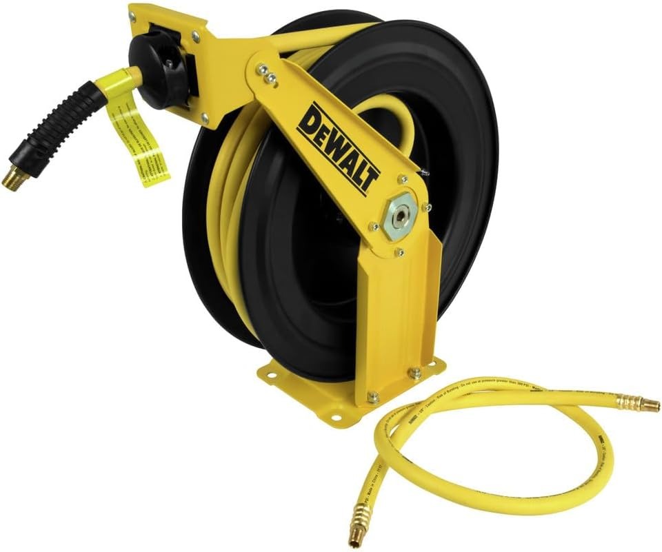 Manguera Con Carrete de 15 Metros ( 50 Pies ) Conector 1/4&quot; Grosor 3/8&quot; / CAUCHO / DEWALT / DEWALT-