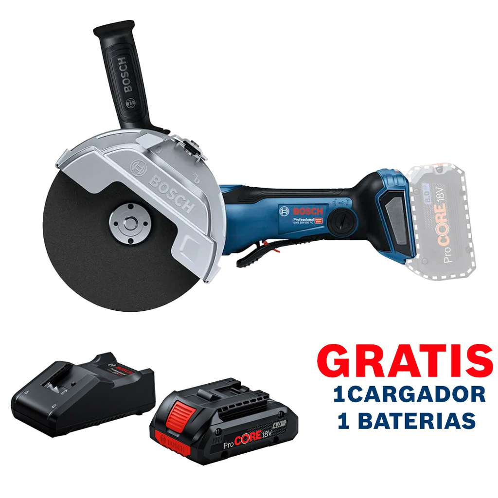 Amoladora 7&quot; GWS 18V-180 PC / BITURBO / BARETOOL / GRATIS 1-BATERIA + 1-CARGADOR / BOSCH-14-B-2-C