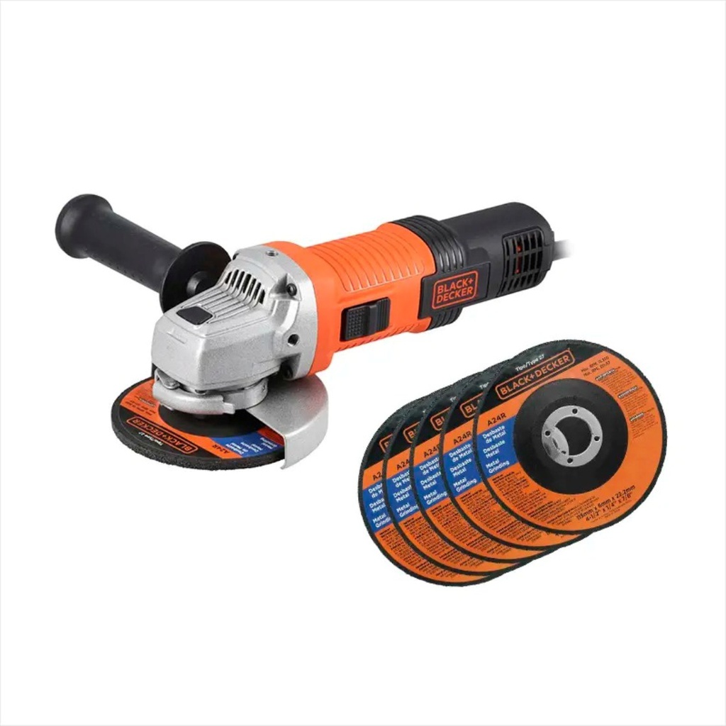 Amoladora 4 1/2&quot; Black Decker 900 WATTS / 6 Disco Gratis / DEWALT-1-B-3-D-1/(B2)-16-B-1-B
