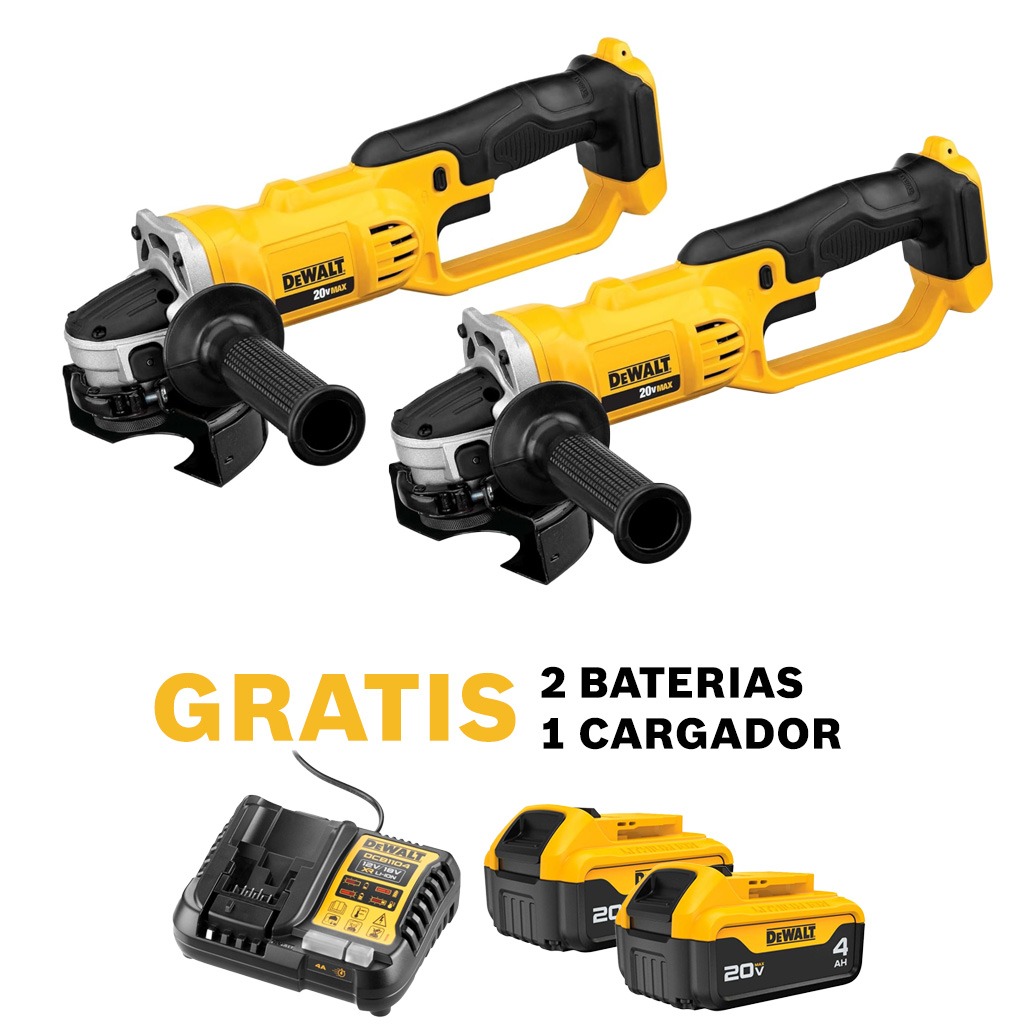Amoladora 4 1/2&quot; DEWALT 20V ( Combo 2 ) / BARETOOL / GRATIS 2-DCB204 1-DCB1104 / DEWALT-