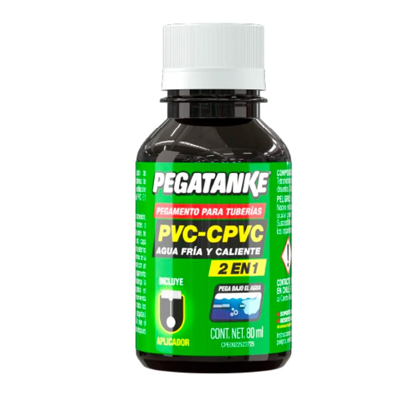 Pegamento 2 En 1 PVC-CPVC, 80 ml / Tuberias de Agua Fria y Calinte / Pega Bajo Agua PEGATANKE / DEWALT-5-C-3-B-1
