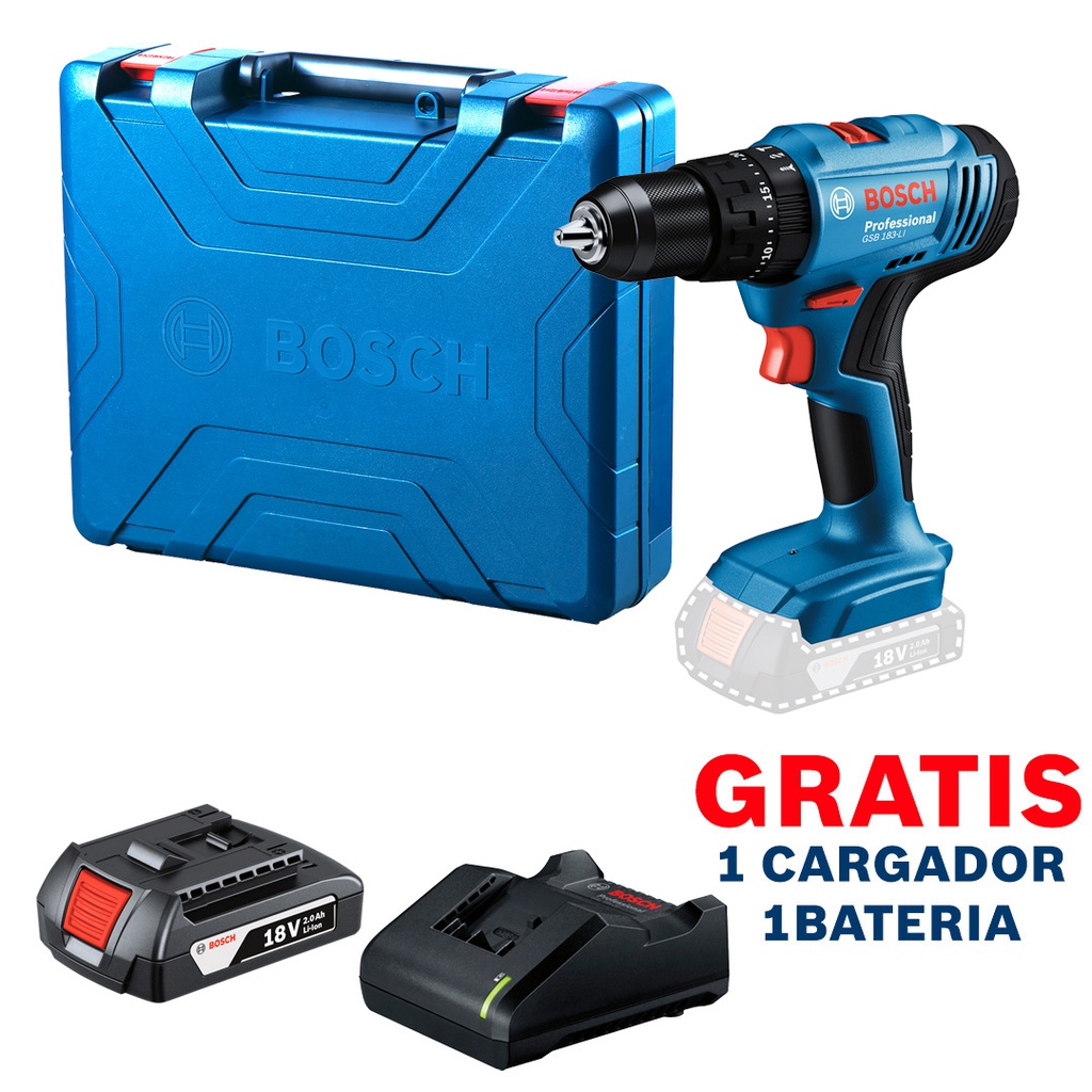 Taladro inalambrico 18V BOSCH GSB 183-LI / BARETOOL / GRATIS 1- Bateria 1- Cargador / BOSCH-12-D-2