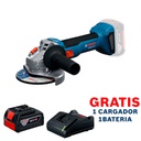 Amoladora 4 1/2" GWS 18V-8 / BARETOOL / GRATIS 1-BATERIA + 1-CARGADOR / BOSCH-12-E-2-A