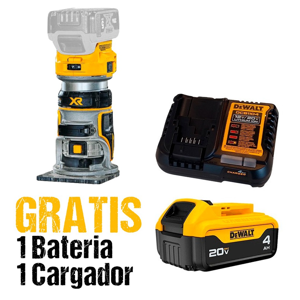 Router 1/4" DEWALT 20V / BARETOOL / GRATIS DCB204 + DCB1104 / DEWALT-6-D-1-B