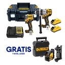 Combo Taladro DCD1007+DCF860 / 2 Bateria 4 Ah / 20 V / GRATIS DW088CG / DEWALT-7-A-2-B/16-C-1