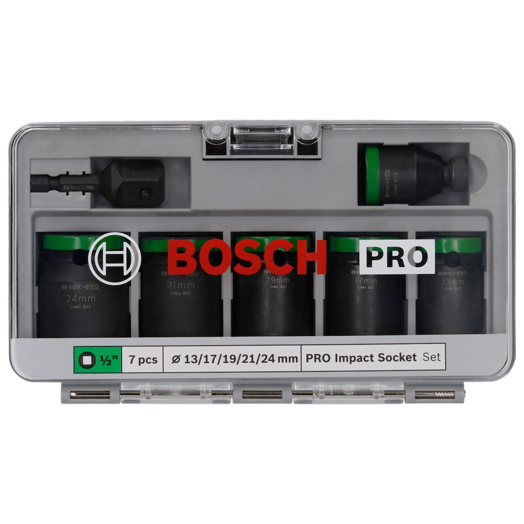 Juego / Dados / Impacto BOSCH 1/2 ( 13, 17, 19, 21, 24 mm )/ BOSCH-
