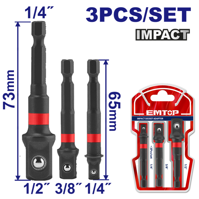 Adaptador Kit- 1/4" / 3/8" / 1/2" / EMTOP / DEWALT-