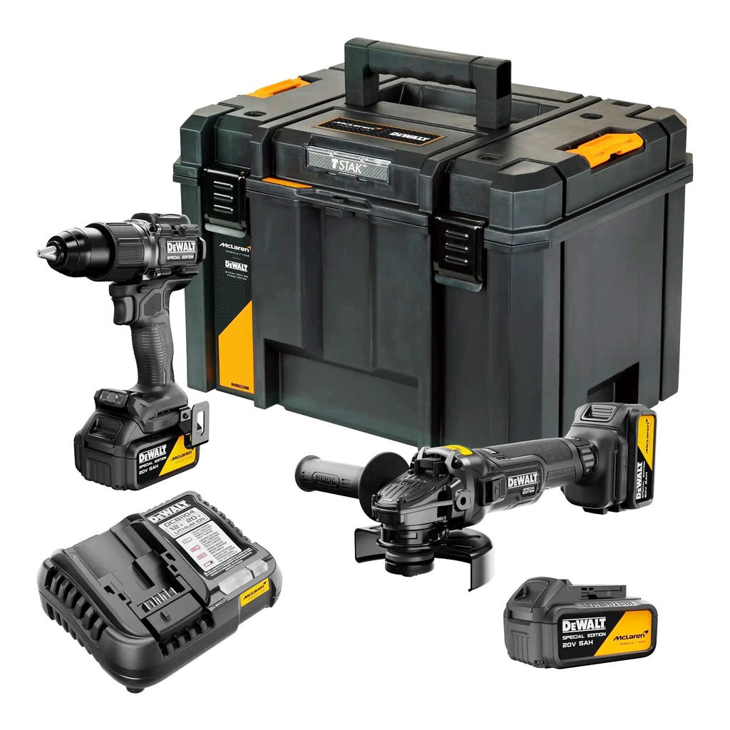 Combo Taladro DCK2223MP2T-B3 / DCD86M+DCG45M / 2- BATERIA de 5 Ah + Cargador / MCLAREN / DEWALT-