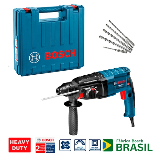 [12A0-2G1] Martillo Perforador 2 KG GBH 2-24 D ( 0 611 2A0 2G1 ) + BROCAS / BOSCH-14-D-2-A