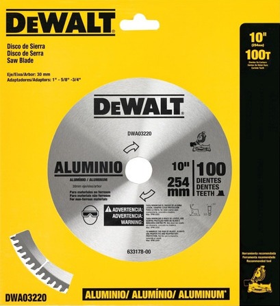 [DWA03220] Disco Sierra Circular 10&quot; DEWALT 100 Dientes Aluminio / Eje 5/8 / 3/4 / DEWALT-