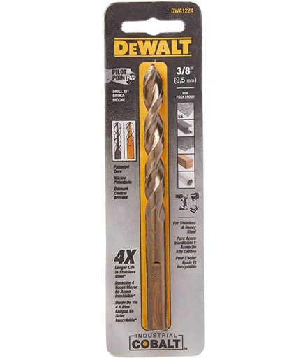 [DWA1224] Broca Metal Madera Cobalto 3/8" DeWalt / DEWALT-5-B-3-E-2