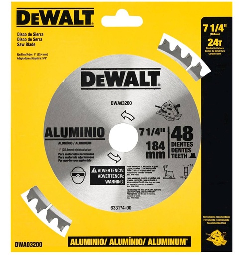 [DWA03200] Disco Sierra Circular 7 1/4&quot; 48D DEWALT Aluminio / DEWALT-Tabla-1