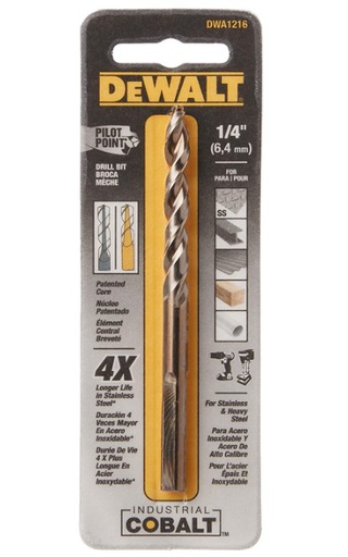 [DWA1216] Broca Metal Madera Cobalto 1/4" DeWalt / DEWALT-5-B-3-D-1