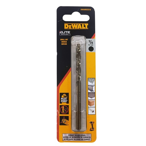 [DWAMDCE16-Z] Broca Metal Madera Cobalto 1/4" DeWalt / DEWALT-5-B-3-D-1